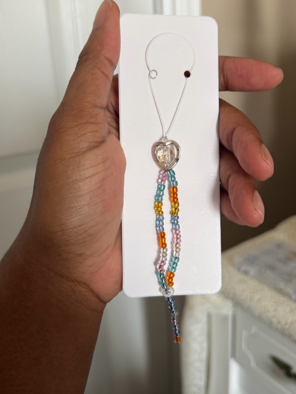 Heart Phone Charm Lanyard - cell phone wristlet bracelet strap